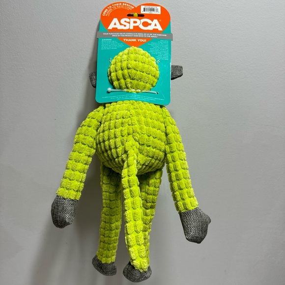 ASPCA Burlap & Pixel Monkey-  Squeaky Dog Toy 16”green - Picture 2 of 3